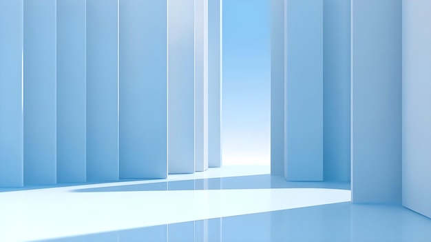 Abstract blue Architecture Background 3d render Modern Geometric Wallpaper Futuristic design