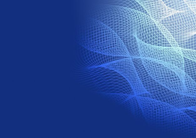 Abstract blue background of dynamic wavy mesh lines