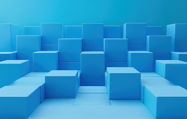 Abstract blue background with cubes and blocks