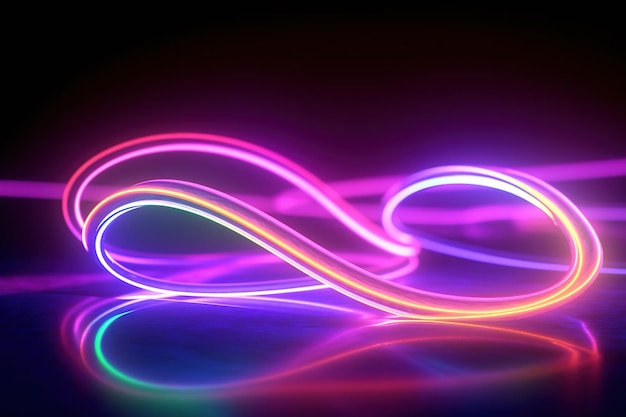 Abstract blue background with glowing lines Colorful neon light spectrum loop ultraviolet quantum