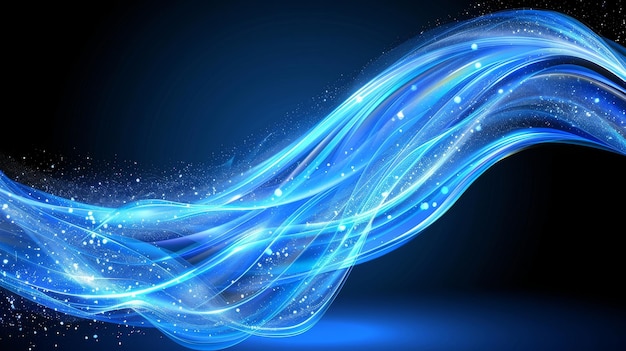 Abstract blue background with glowing lines and particles design