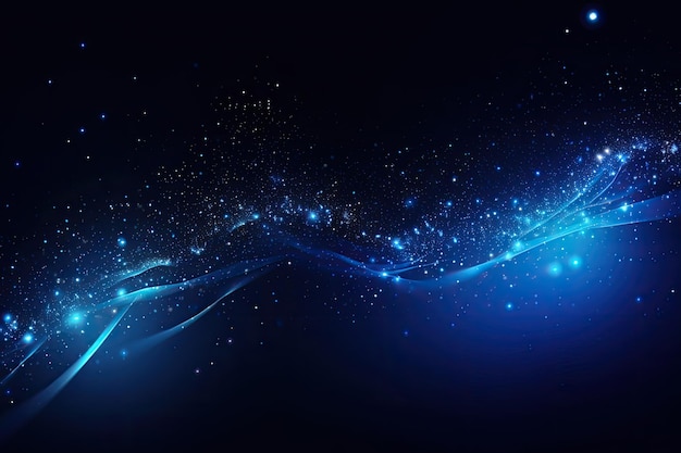 Abstract blue background with glowing lines and stars Vector Illustration Dark blue and glow particle abstract background AI Generated