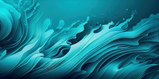 An abstract blue background with waves and bubbles generative AI