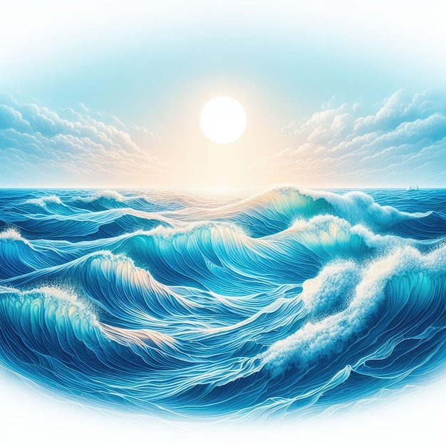 abstract blue background with waves on white