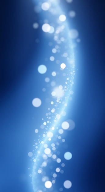 Abstract blue background with white bokeh lights