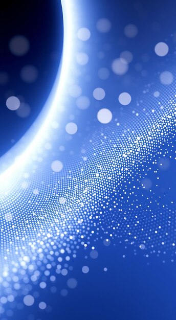 Abstract blue background with white dots and bokeh