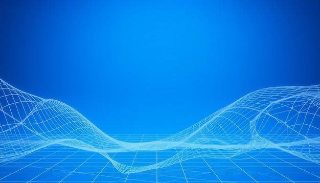 Abstract blue background with white grid and lines