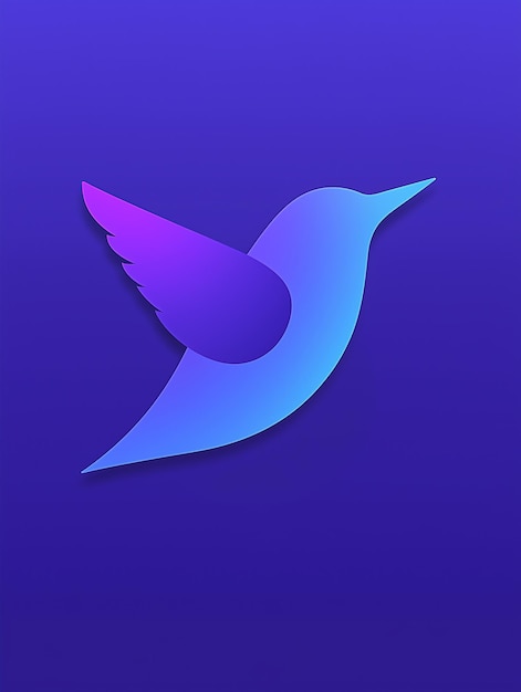 Photo abstract blue bird icon on purple background