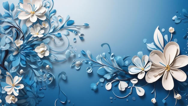 Abstract blue color background on simple floral design wallpaper generated by AI