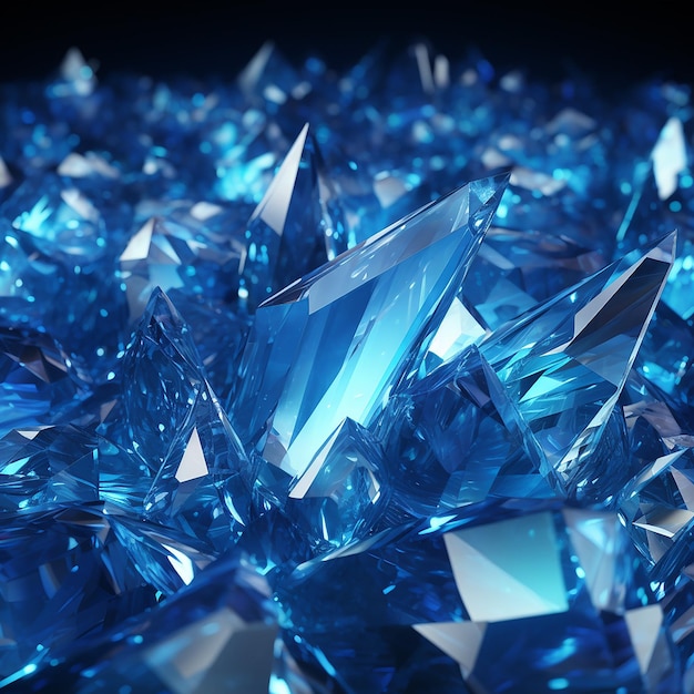 Abstract Blue Crystal Background 3D Rendering