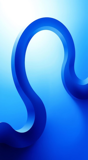 Photo abstract blue curvy shape on light blue background