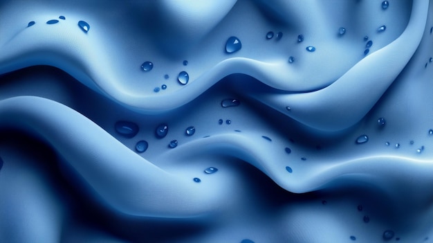 Photo abstract blue fabric with water droplets