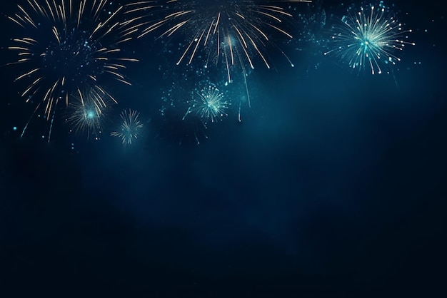 Abstract blue fireworks background for celebrate