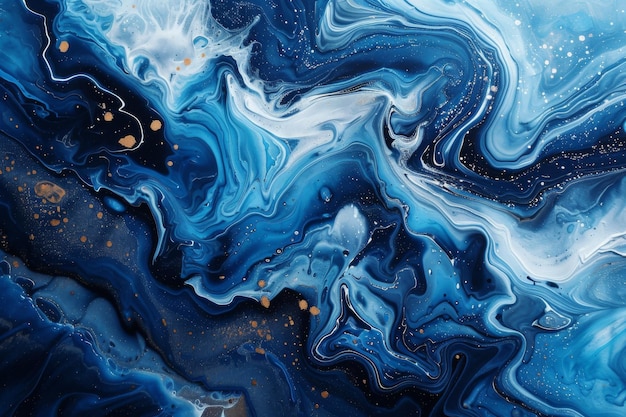 Abstract Blue Fluid Art Painting