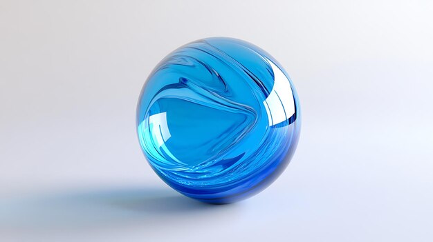 Abstract Blue Glass Sphere Rendered Against a Clean White Background