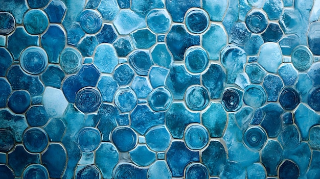 Abstract Blue Glass Tile Mosaic Wall