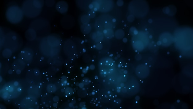 Abstract blue glowing bokeh isolated on black background