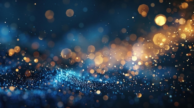 Abstract Blue and Gold Bokeh Background