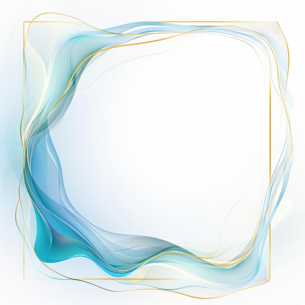 Photo abstract blue and gold frame on a white background