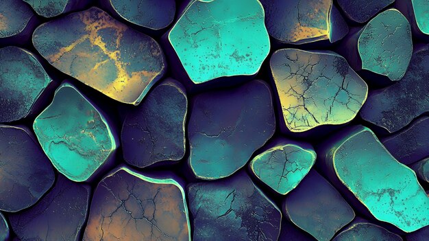 Photo abstract blue and gold stone pattern background