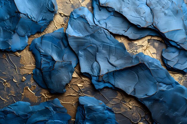 Abstract Blue and Gold Textured Art Modern Art Design for Print Poster Home Decor