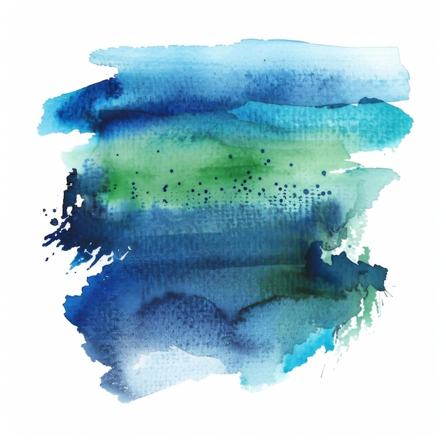 Photo abstract blue green watercolor hand painted isolated on white background