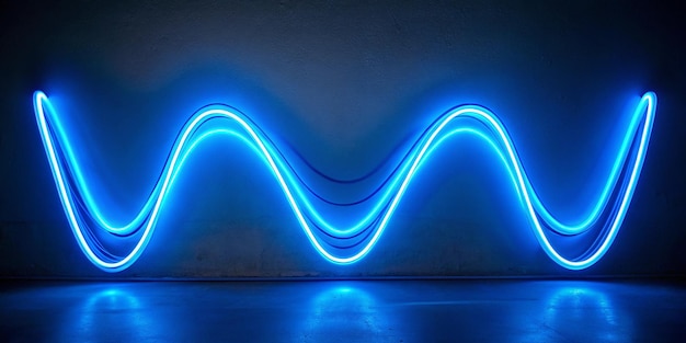 Photo abstract blue led neon light lamp on long exposure shot