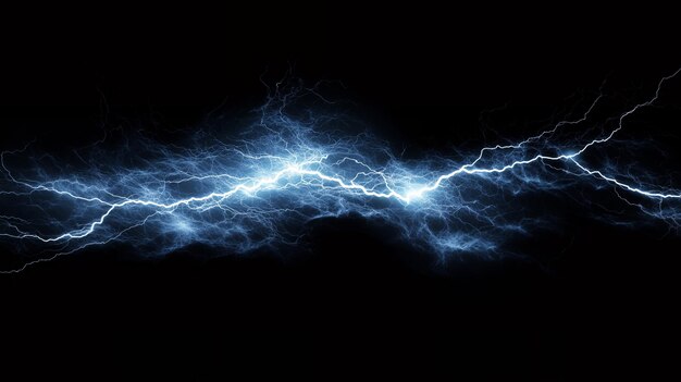 Photo abstract blue lightning bolt with dark background