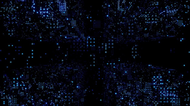 Abstract Blue lights glowing symbols EffectFuturistic big data information3D model and illustration