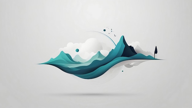 Abstract blue mountain landscape illustration