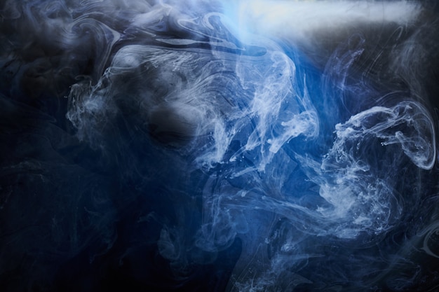 Abstract blue ocean background. Underwater swirling smoke, vibrant sea colors wallpaper, wave paint in water