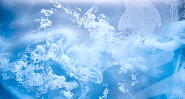 Abstract blue ocean sea background, indigo ink sky, liquid azure paint underwater, swirling smoke wallpaper