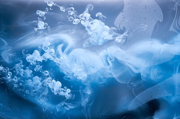 Abstract blue ocean sea background, indigo ink sky, liquid azure paint underwater, swirling smoke wallpaper