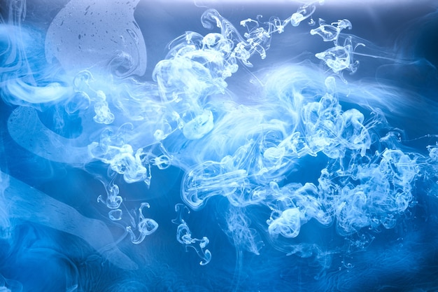 Abstract blue ocean sea background, indigo ink sky, liquid azure paint underwater, swirling smoke wallpaper