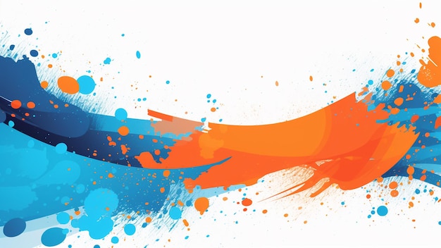 Abstract Blue and Orange Brush Background with Halftone Effect Sport Background