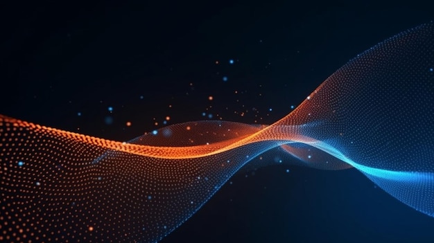 Abstract blue and orange light dots background