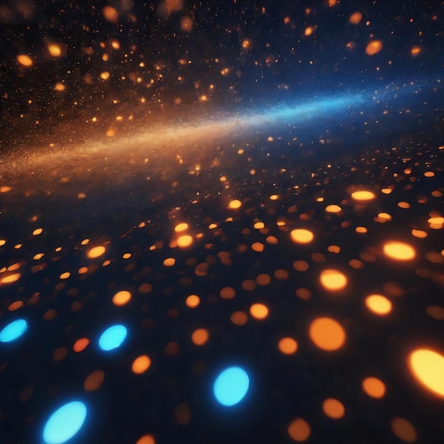 Abstract blue and orange light dots background