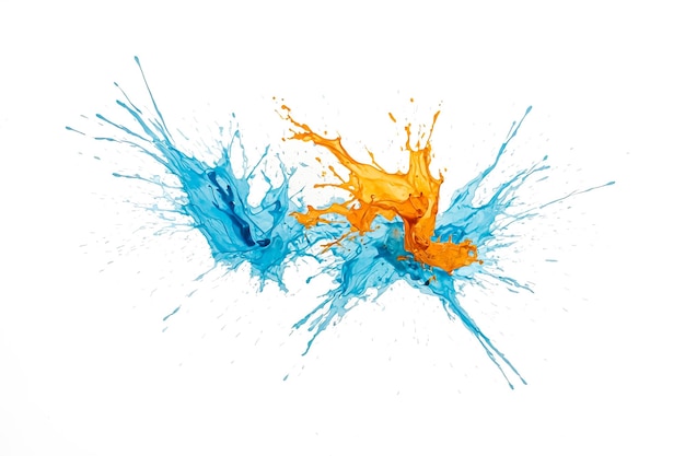 Abstract Blue and Orange Paint Splashes