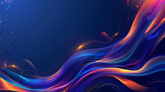 Abstract blue and orange wavy lines on dark background