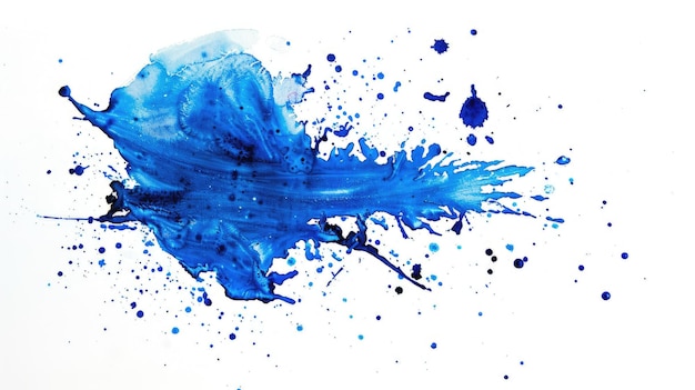 Photo abstract blue paint splash on white background