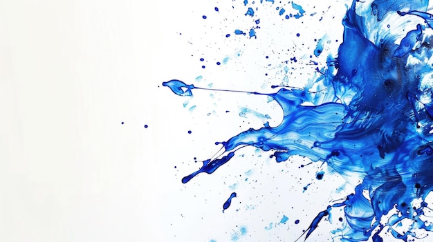 Photo abstract blue paint splatter on white background