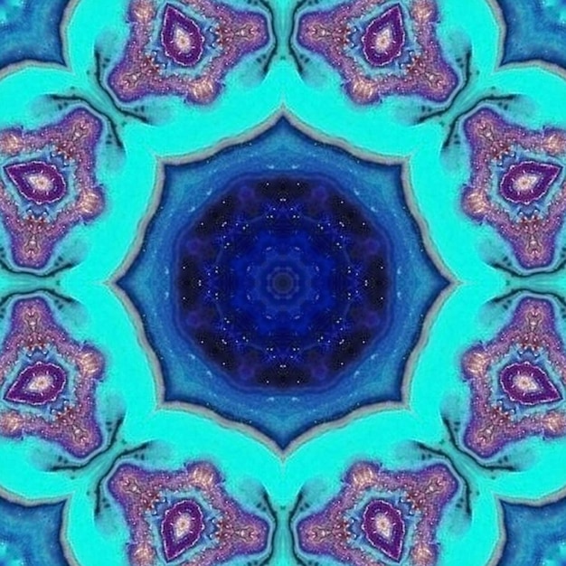 Abstract blue painted picture mandala of Vishuddha chakra