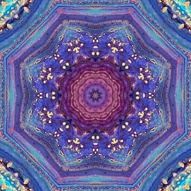 Abstract blue painted picture mandala of Vishuddha chakra