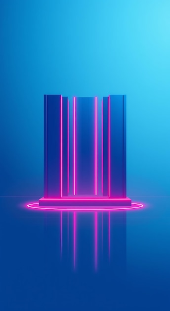 Photo abstract blue and pink futuristic neon podium with glowing lights