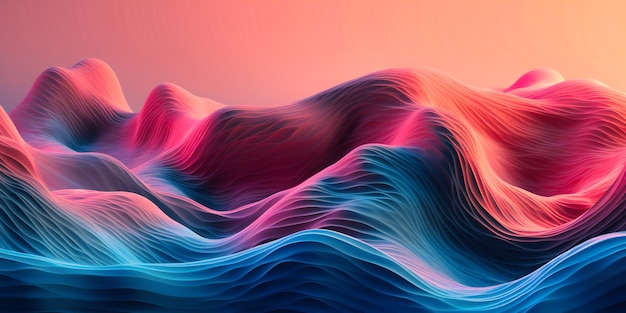 Abstract blue and pink wave background with different colors