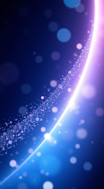 Abstract blue and purple background with bokeh lights and a glowing line