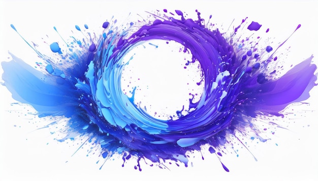 Photo abstract blue and purple paint splatter design