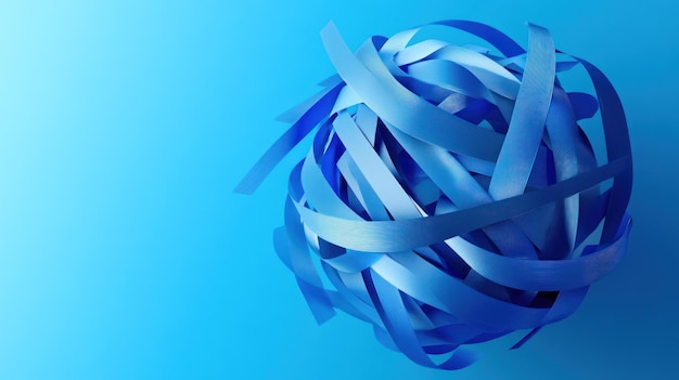 Photo abstract blue ribbon sphere