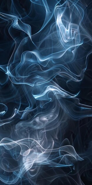 Abstract blue smoke swirls background