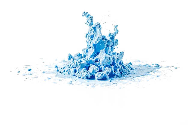 Abstract Blue Splashes of Paint on White Background